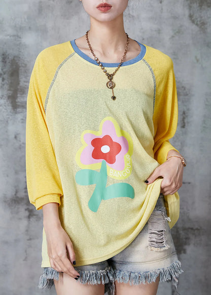 Modern Yellow Oversized Cotton Blouse Top Summer