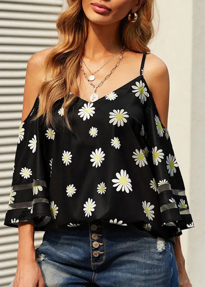 Leopard V Neck Print Vest Flare Sleeve