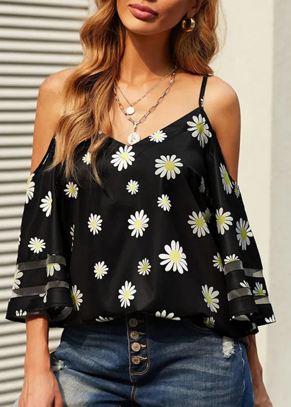 Leopard V Neck Print Vest Flare Sleeve