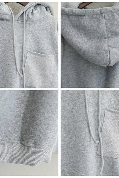 Loose Hoodie Brushed Cotton Fleece Warm Tops