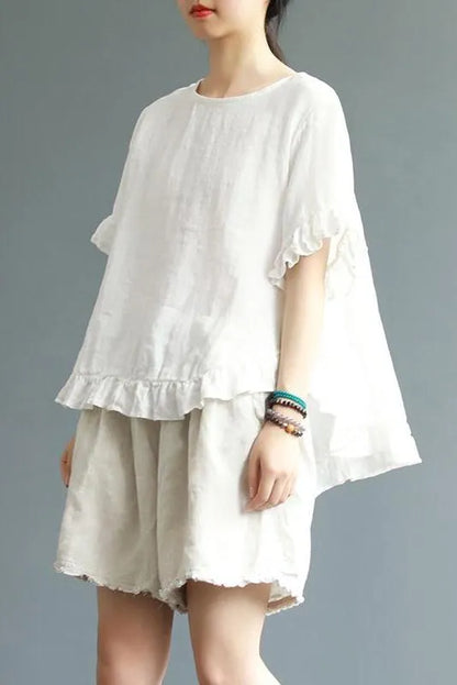 Loose Pure Color Button Down Shirt Summer Blouse