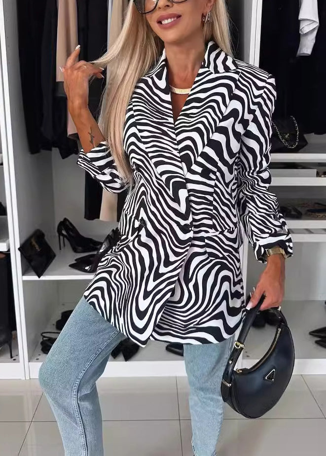 Autumn Leopard Print Button Suit Coat