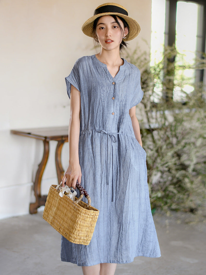 Summer Strap Wrist Linen Dress