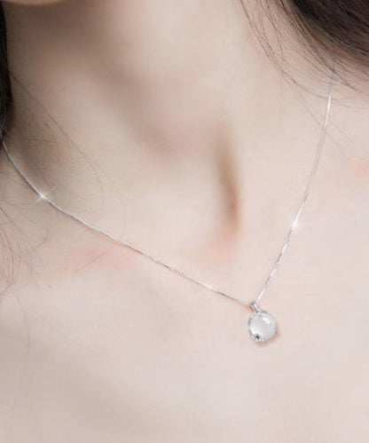 Diy White Silver Silver Chalcedony Plum Blossom Pendant Necklace