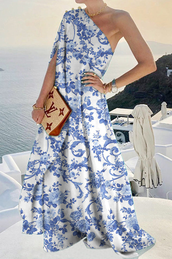 Alyse One Shoulder A-line Party Maxi Dress