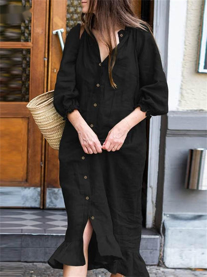 Summer Vacation Dress Spring Outfit Temperament Lotus Leaf Collar Color Dresses