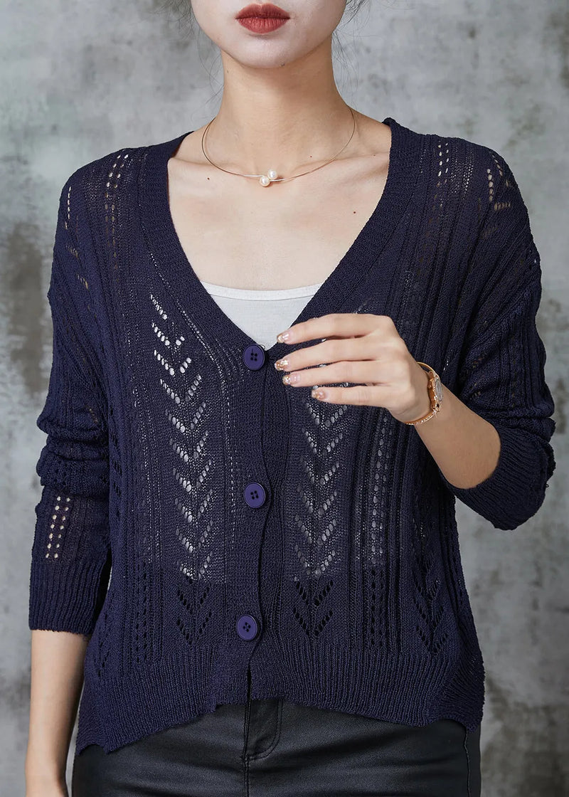 Navy Button Down Knit Cardigan Spring
