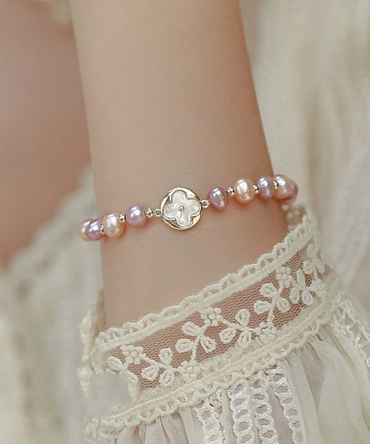 Rainbow Sterling Silver Alloy Pearl Beading Bracelet