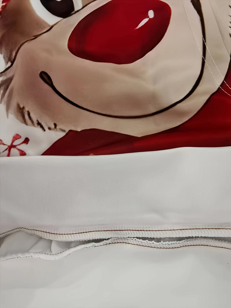Hoodie with Christmas Print Polyester Merry Christmas Reindeer Design