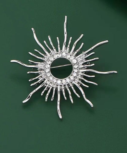Gold Sterling Silver Overgild Zircon Sunflower Brooches