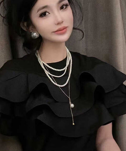 White Pearl Patchwork Beading Tassel Pendant Necklace