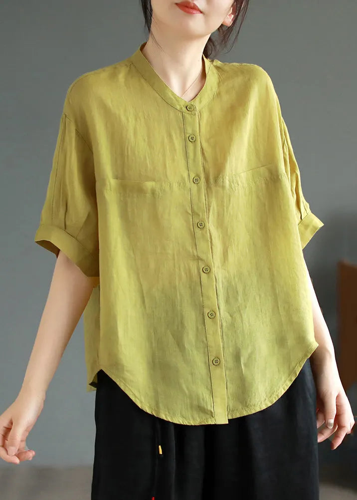 Green Oversized Linen Shirt Top Summer