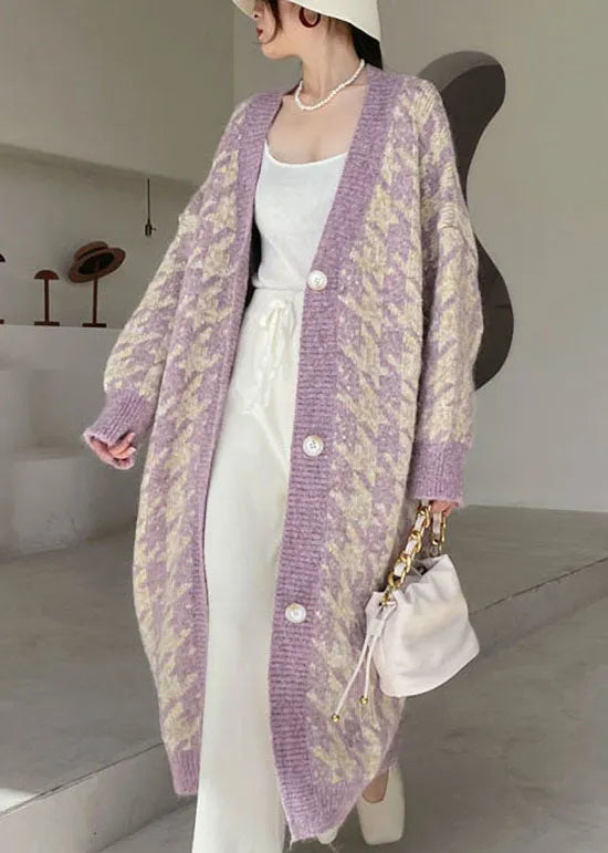 Purple Cozy Knit Cardigan Spring