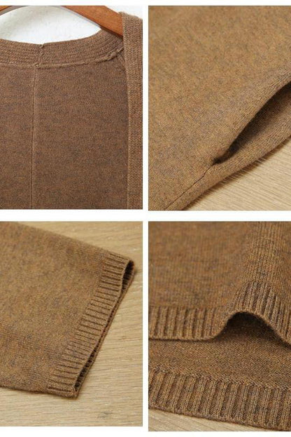 Organic Loose V Neck Knit Cardigan