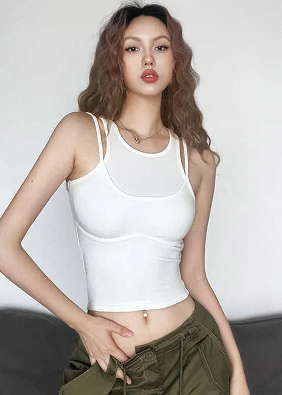 White U Neck Tank Vest Summer