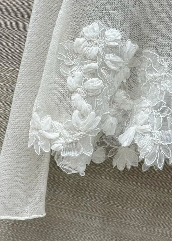 Stylish White O-neck Knit Shirt Tops Fall