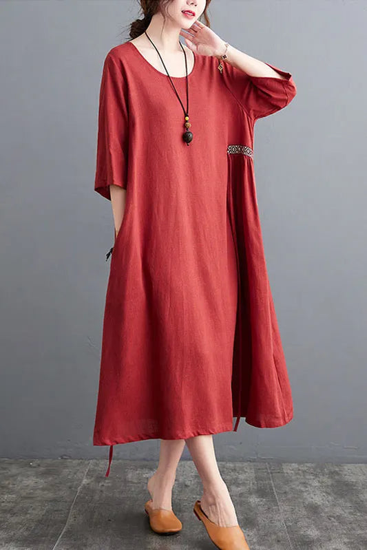 -spring Loose Embroidered Dress