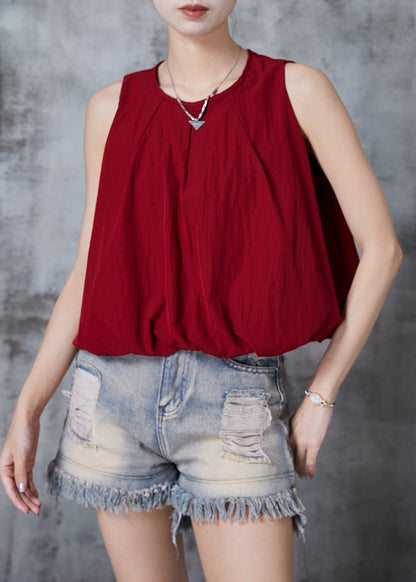 Natural Mulberry O-neck Cotton Tank Tops Sleeveless