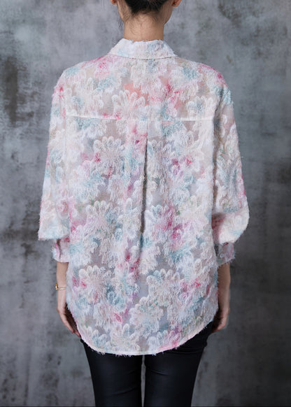 Pink Eyelash Chiffon Shirt Spring