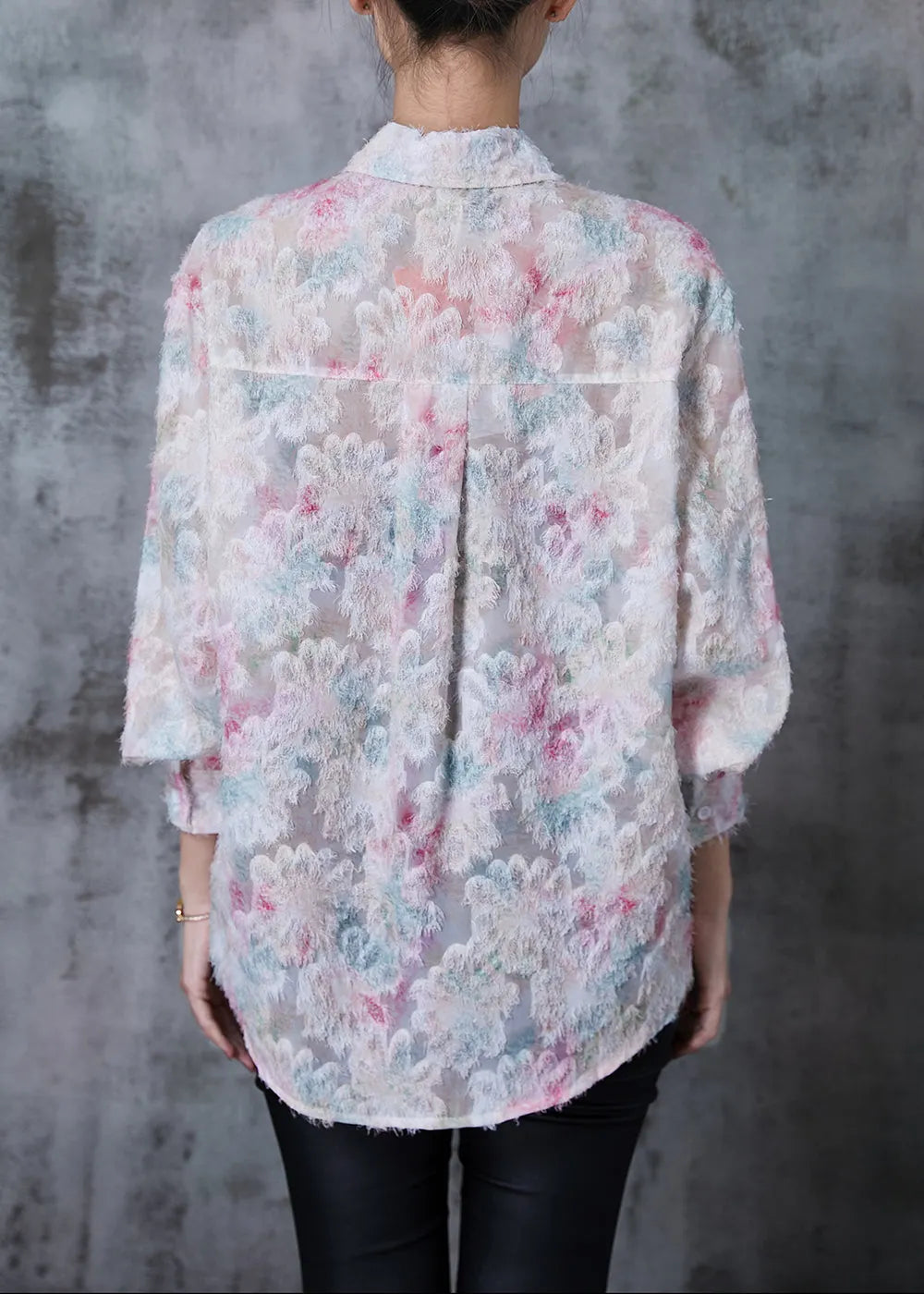 Pink Eyelash Chiffon Shirt Spring