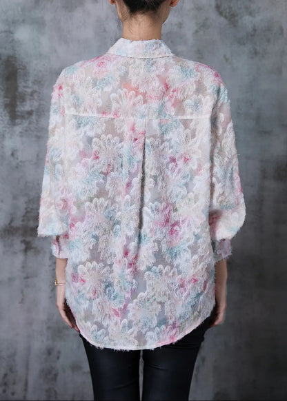 Pink Eyelash Chiffon Shirt Spring