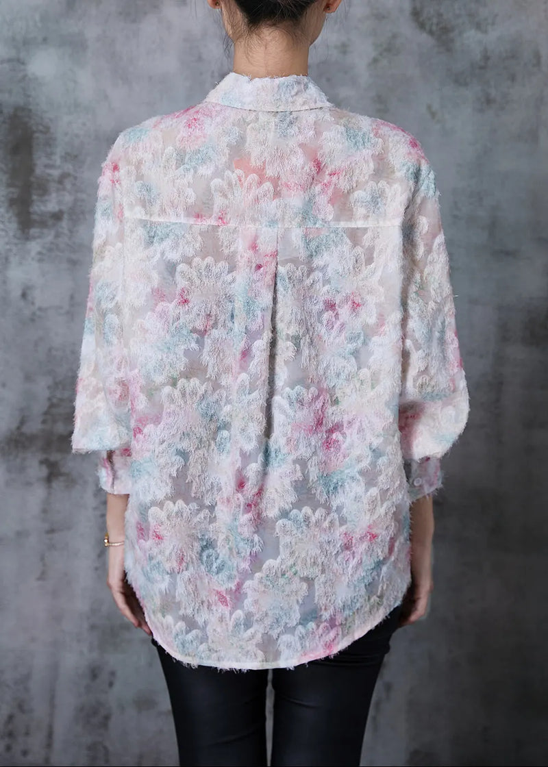 Pink Eyelash Chiffon Shirt Spring