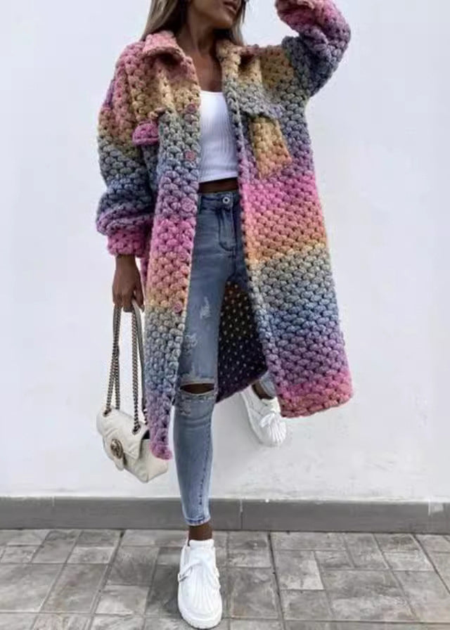 Style Pink Peter Pan Collar Pockets Woolen Coat Fall