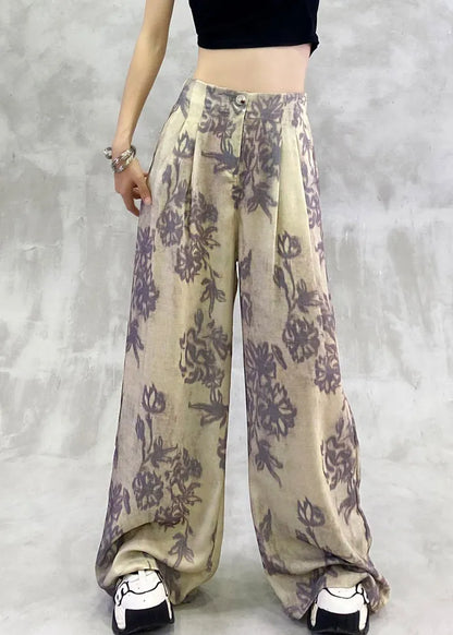 Modern Print Pockets Elastic Waist Pants Summer