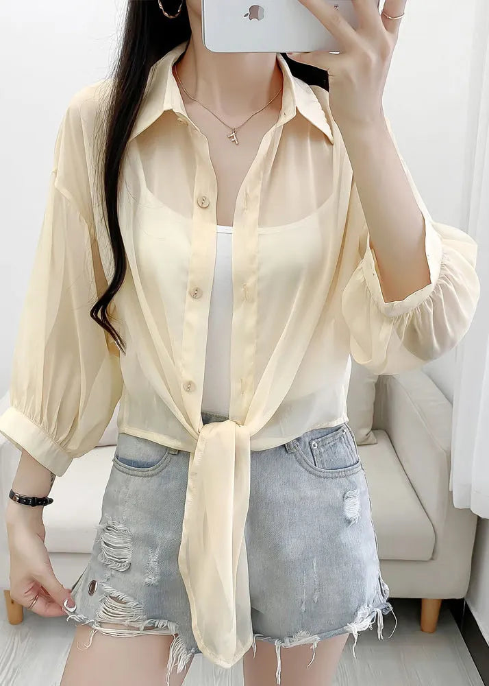 Novelty Yellow Button Cotton Thin Cardigan Summer