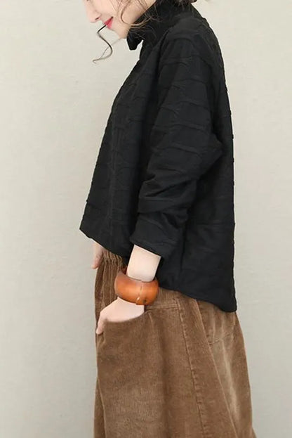 Half High Neck Fleece Loose Tops for Autumn