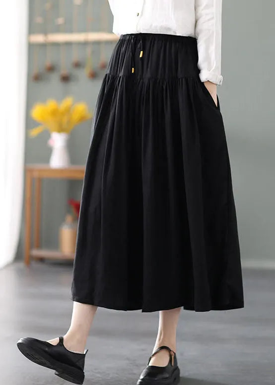 Simple Mulberry Tie Waist Wrinkled Cotton Skirts Spring