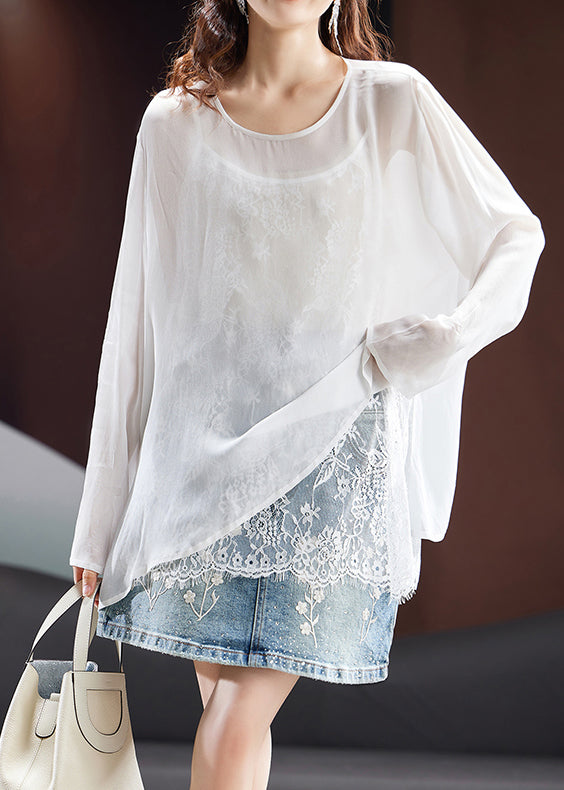 Mulberry O Neck Chiffon Upf 50+ Smock Tops Summer