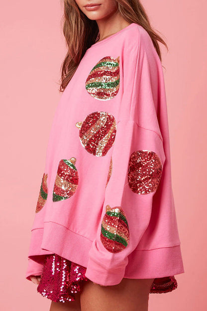 Christmas Egg Sequin Casual Long-Sleeve Sweatshirt