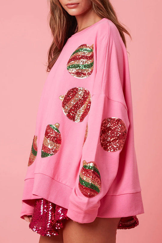 Christmas Egg Sequin Casual Long-Sleeve Sweatshirt
