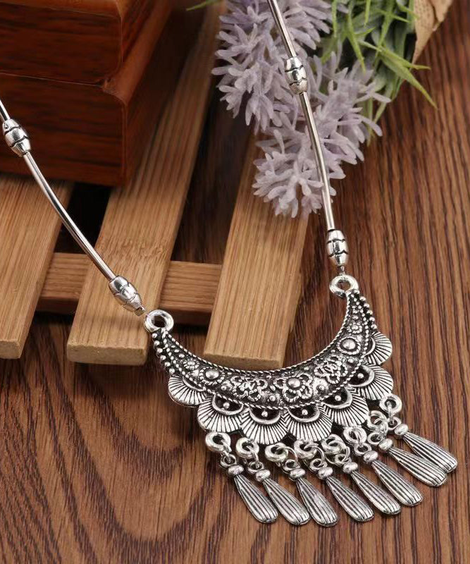 Silk Sterling Silver Tassel Pendant Necklace