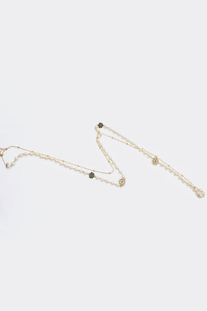 Faux Pearl Metal Long Necklace