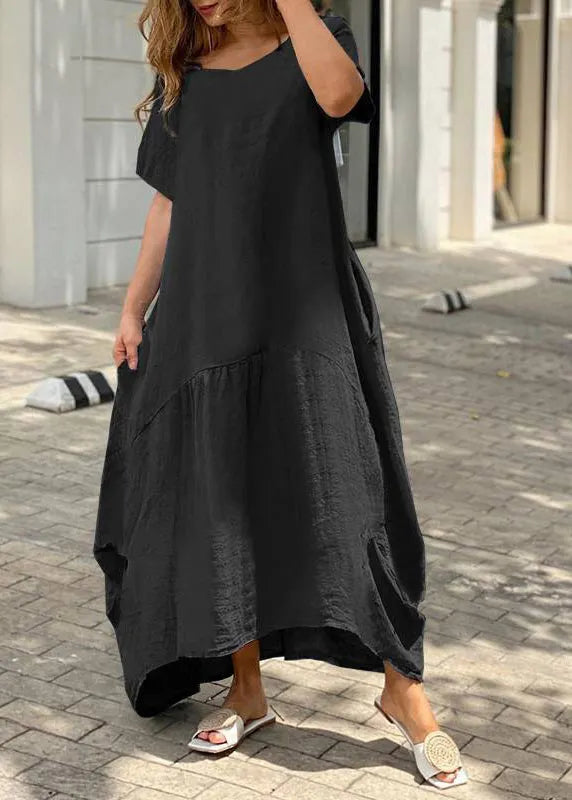 White O Neck Patchwork Cotton Long Dress Summer