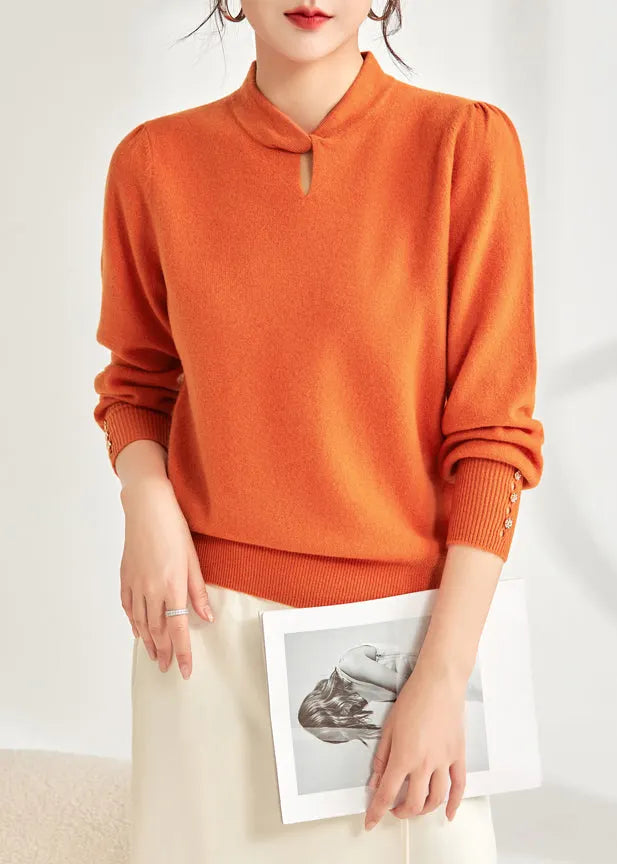 Coffee Original Design Button Wool Knit Sweater Spring