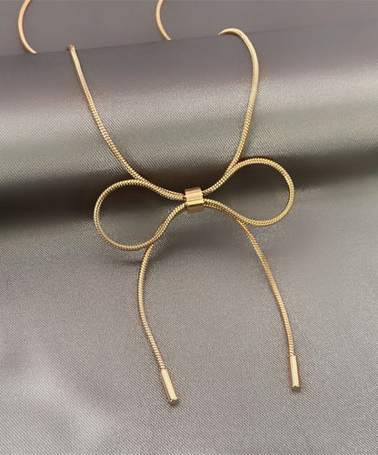 Gold Sterling Silver Overgild Bow Princess Necklace