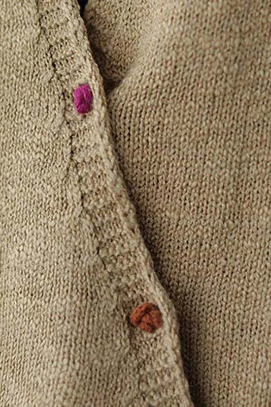 Knitted Retro Pure Color V-neck Sweater Coat