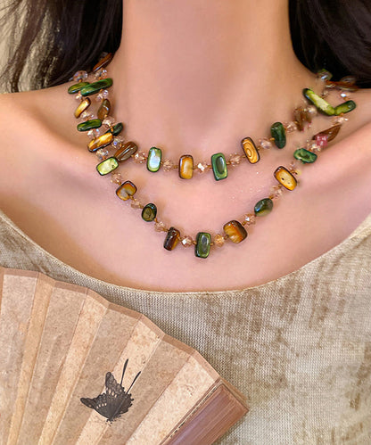 Rainbow Alloy Shell Beading Gratuated Bead Necklace