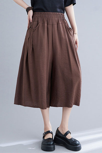 -summer Loose High Waist Cotton Wide Leg Pants