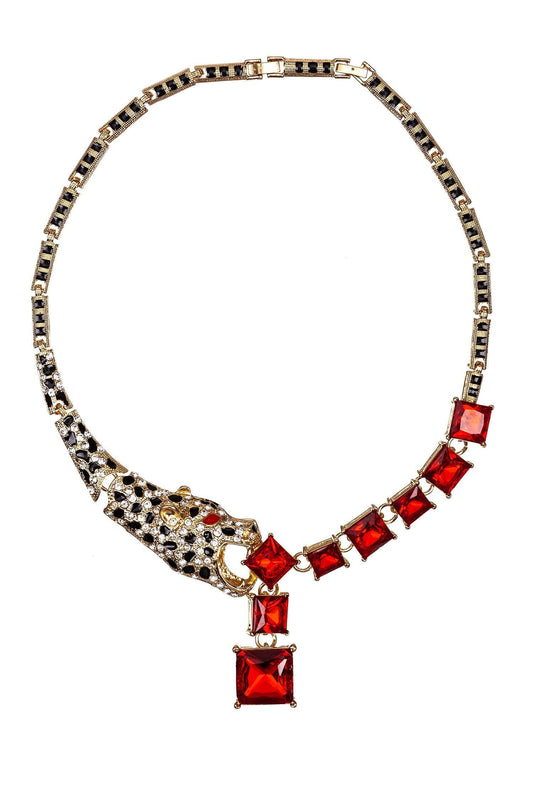 Lynx Necklace: Gold/red