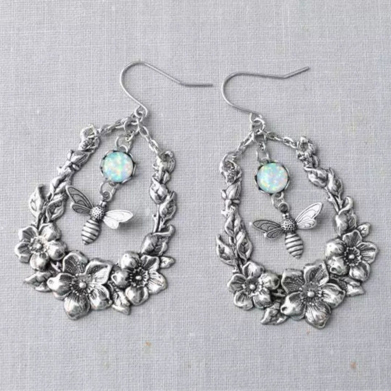 Sacred Bee Blossom Opal Earrings