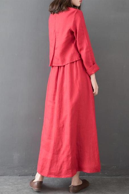 Linen Loose Maxi Dresses for Spring