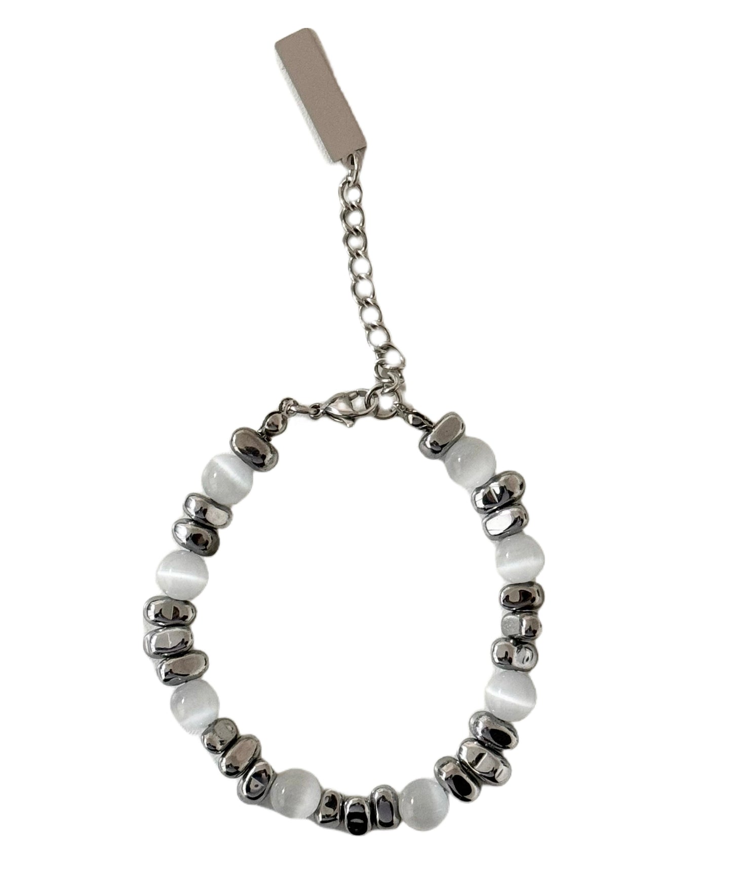 Boutique Colorblock Stainless Steel Cat's Eye Patchwork Charm Bracelet