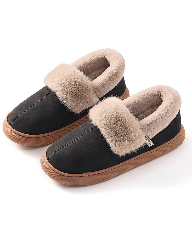 Red Fuzzy Wool Lined Comfy Flat Feet Shoes