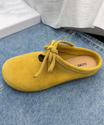 Comfy Green Suede Splicing Slippers Lace Up