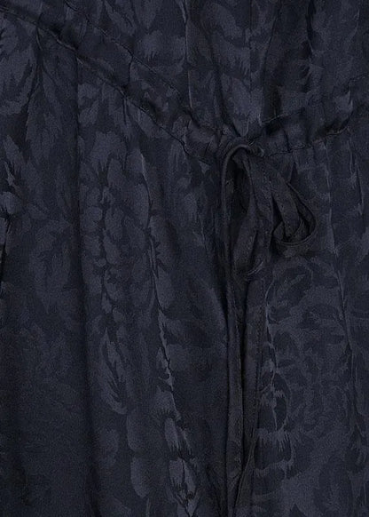 Black Jacquard Patchwork Silk Cardigans Long
