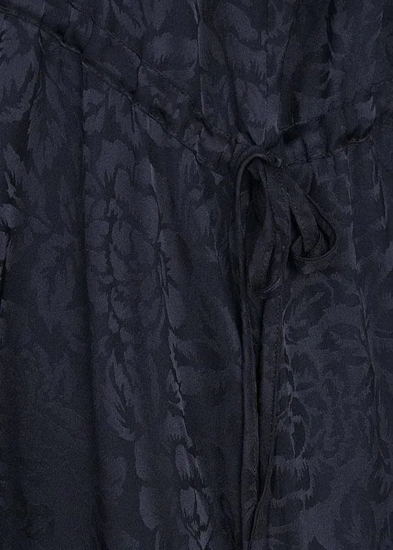 Black Jacquard Patchwork Silk Cardigans Long